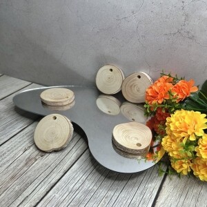 자작나무 나무 편 펜던트형 10개 1set 키링 DIY 교구용 공예용